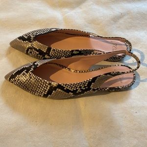 J. Crew Snake-print sling back flats